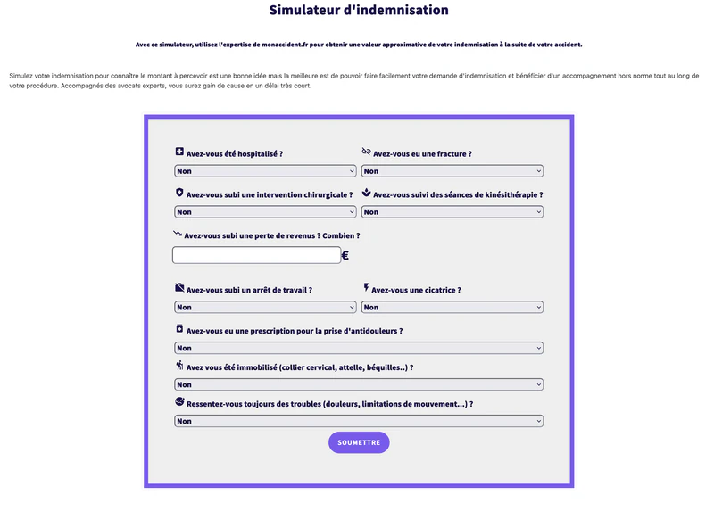 Moteur de simulation d'indemnisation Nomenclature Dintilhac